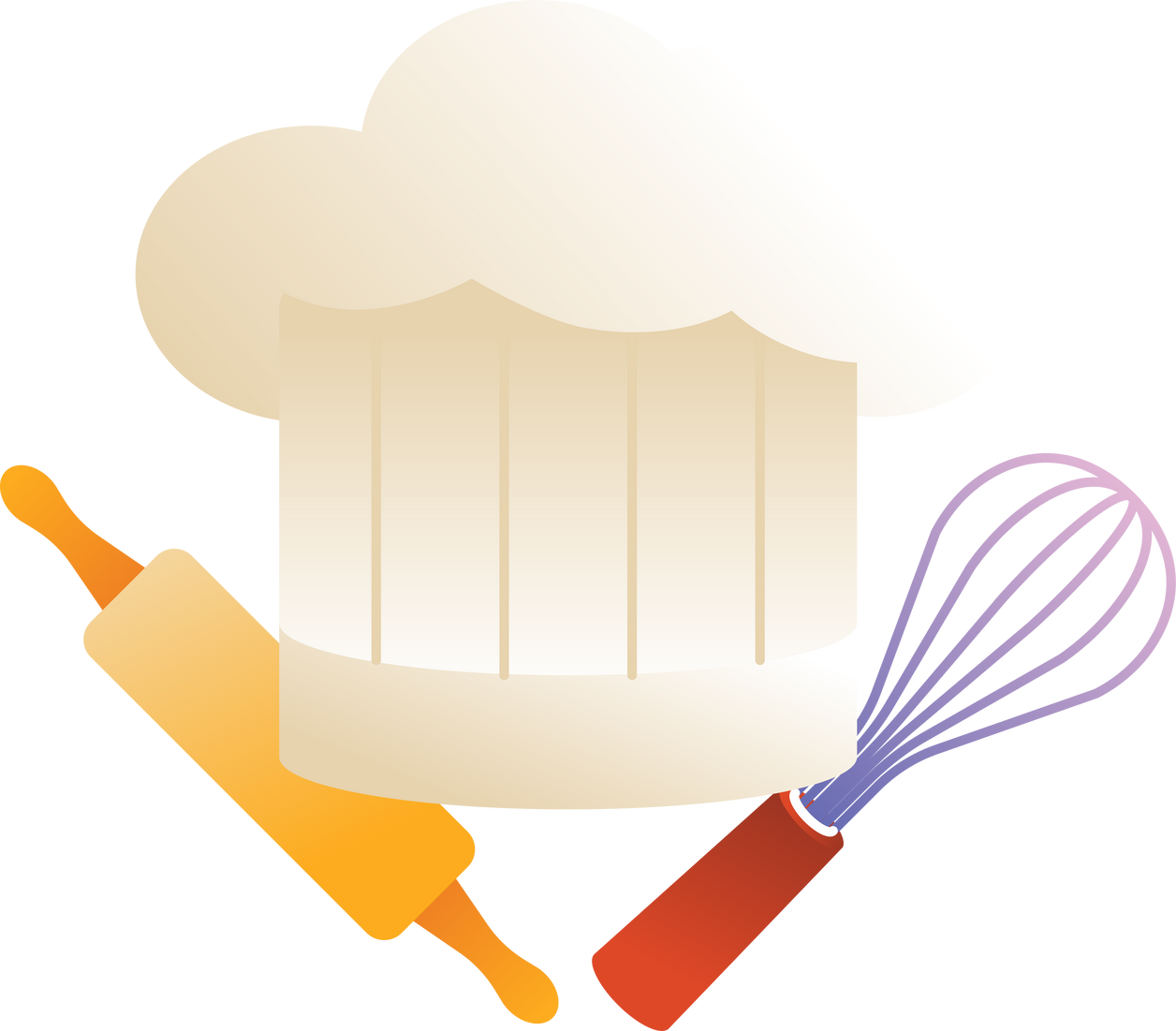 Gradient Chef Hat and Utensils